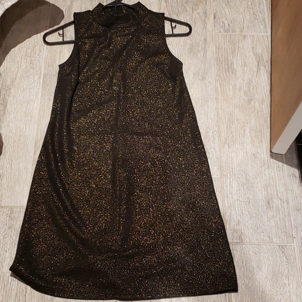 Ginger G sleeveless A line dress black & gold S